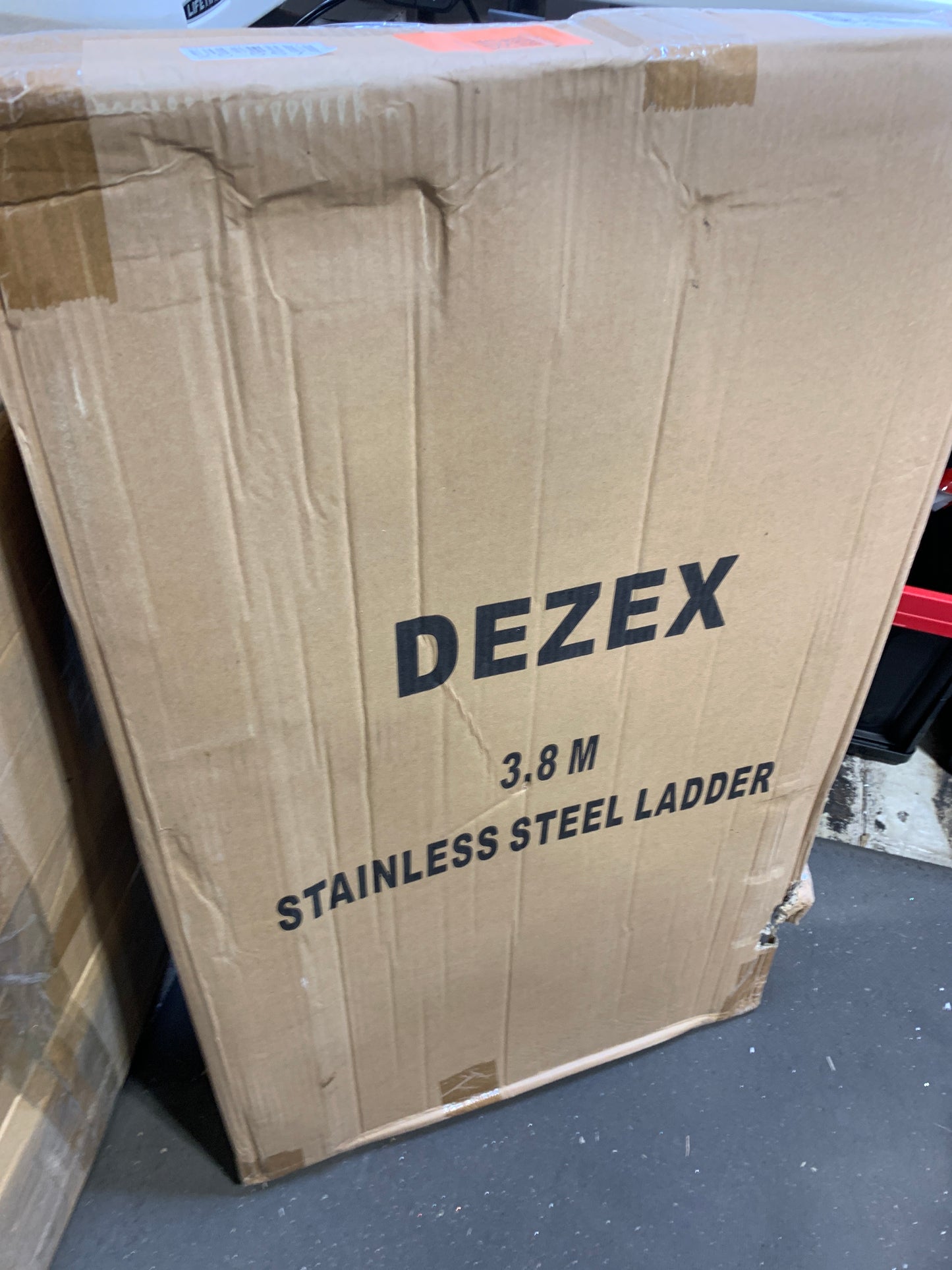 DEZEX 12.5 FT Stainless Steel Telescoping Ladders - One-Button Retraction
