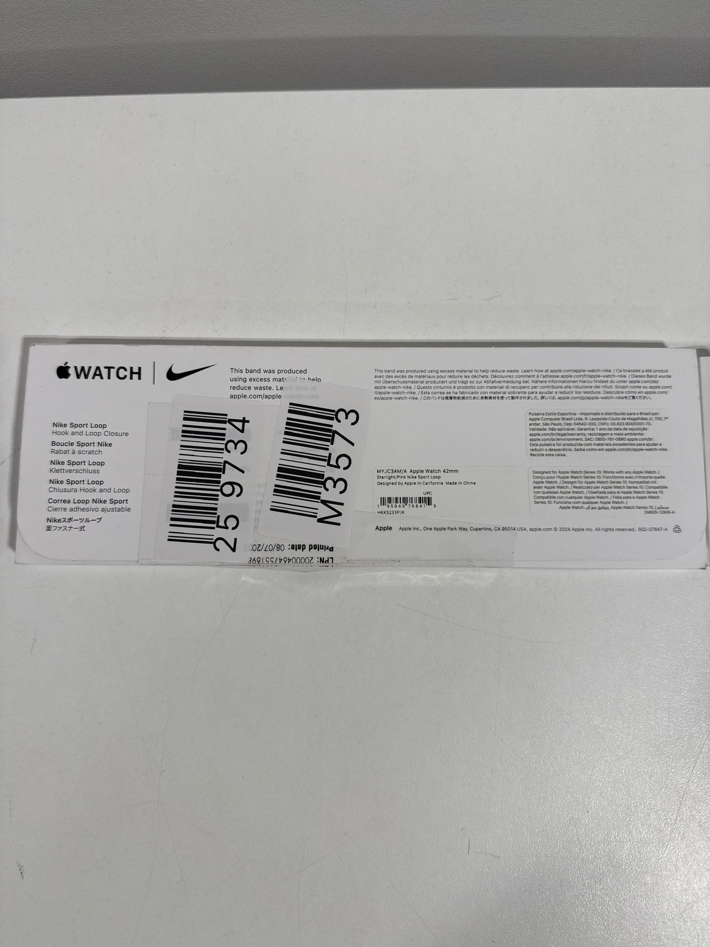 Apple - 42mm Nike SportLoop - Starlight/Pink