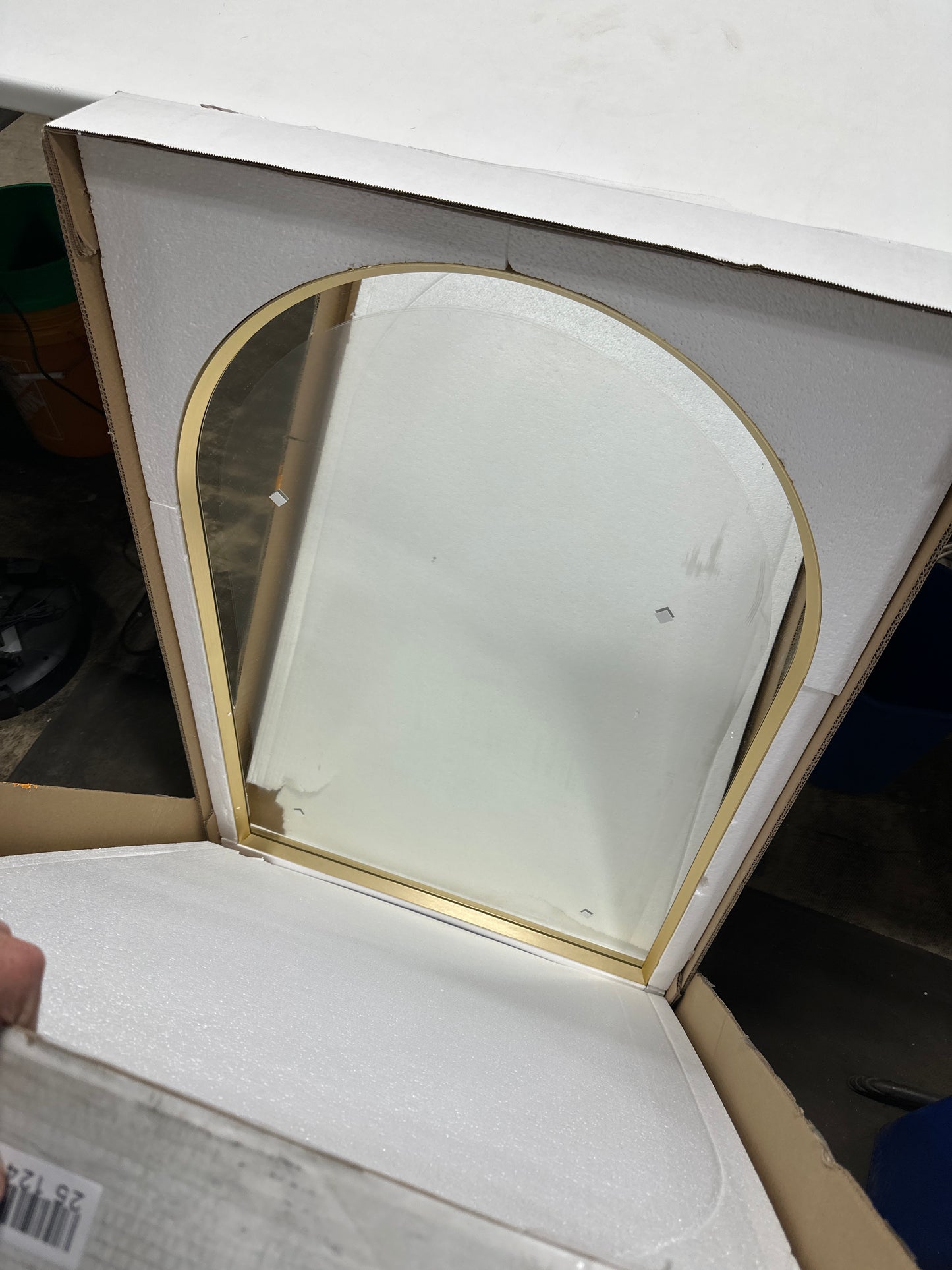 Kohler Essential 24 in. X 36 in. Arch Framed Mirror in Moderne Brushed Gold