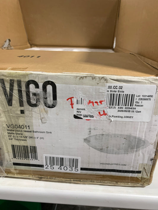 Wisteria Modern White Matte Stone 23 in. L X 14 in. W X 4 in. H Oval Vessel Bathroom Sink