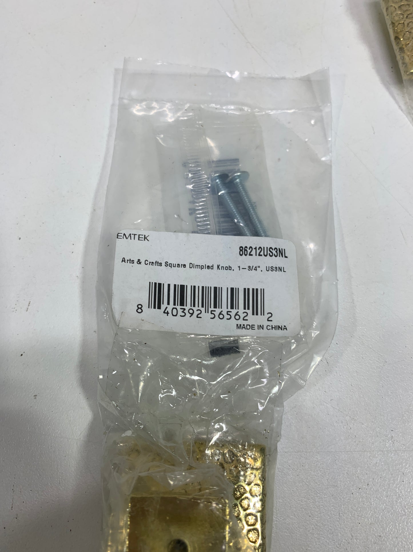 2 Emtek 86212 Square Dimpled 1-3/4 Inch Square Cabinet Knob Unlacquered Brass