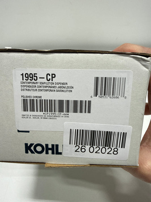 KOHLER 1995-CP Contemporary Soap / Lotion Dispenser, 16 Ounce Kitchen Sink Soap Dispenser, Polished Chrome Finish