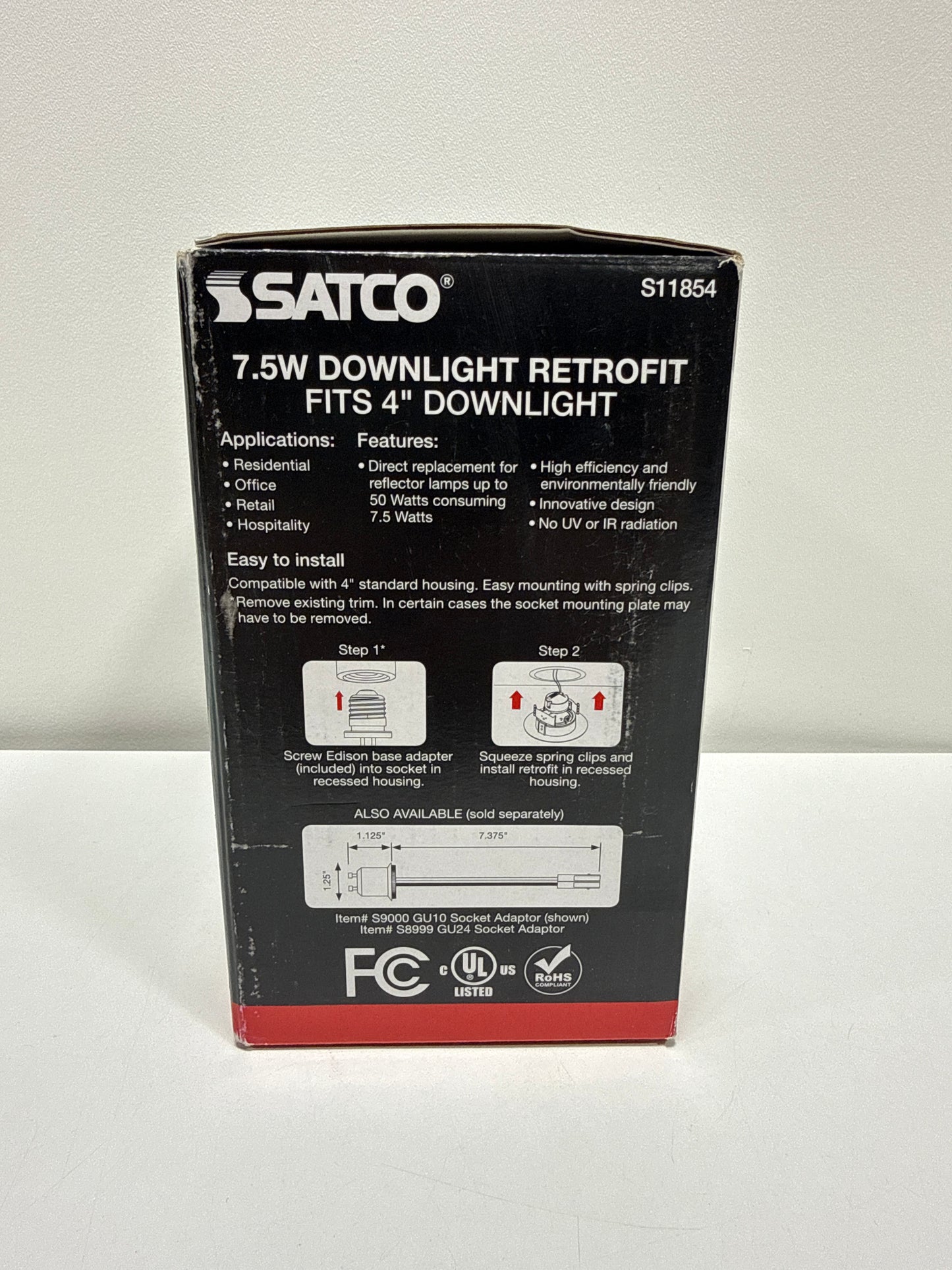 Satco LED Retrofit Gimbal Downlight, CCT Selectable 2700K/3000K/3500K/4000K/5000K, 4 Inches, Black Finish