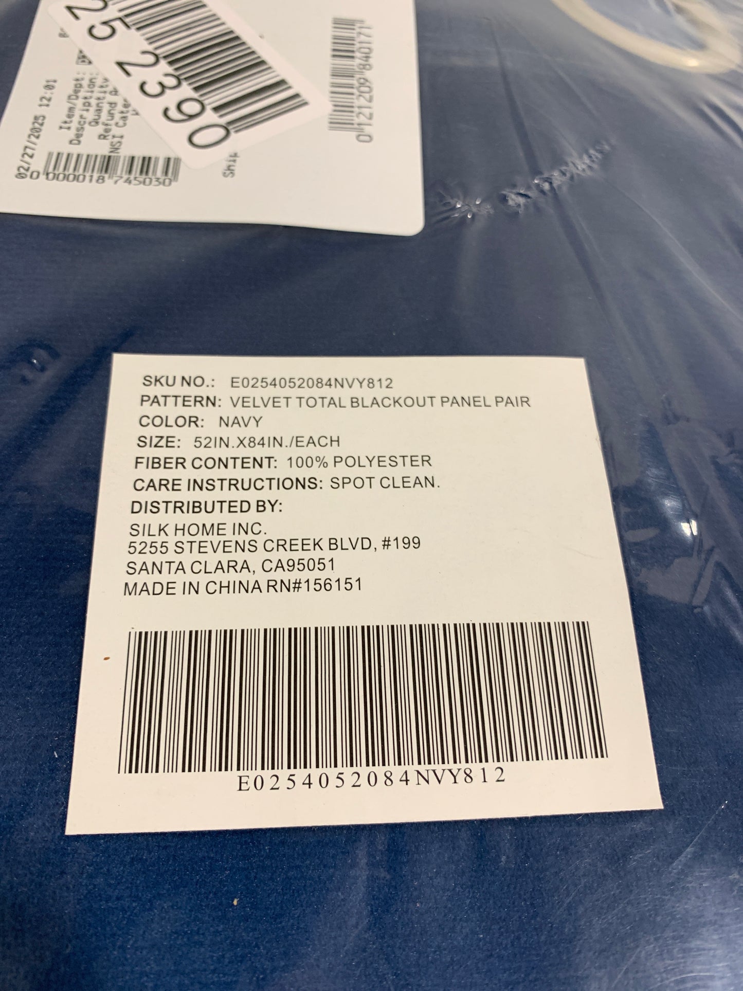 Total Blackout Velvet Window Curtain, 2-pack 84 in. L x 52 in. W (