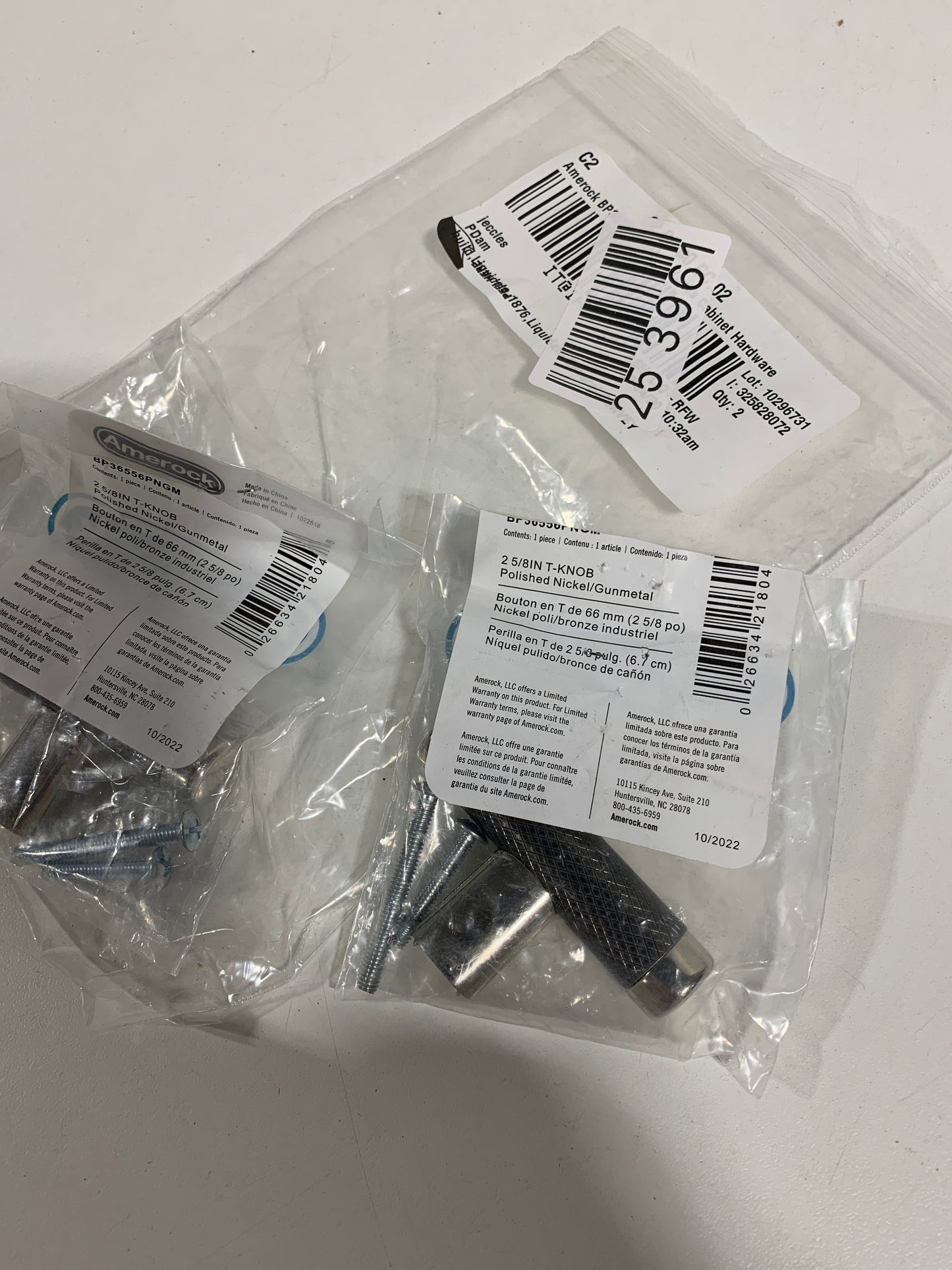 2 Esquire 2-5/8 in. (67mm) Modern Polished Nickel/Gunmetal Bar Cabinet Knob