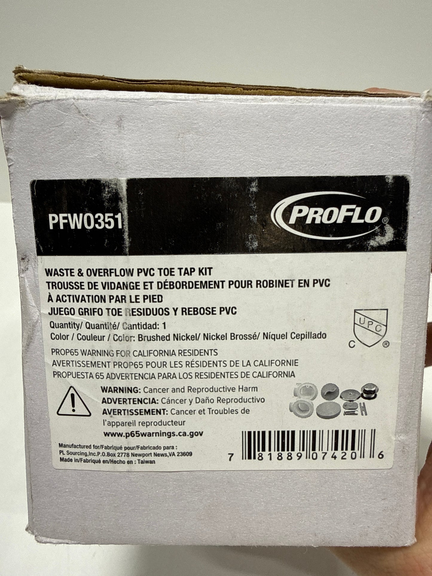 Proflo Pfwo351 1-1/2 Brass Toe Tap Tub Drain Kit - - Nickel
