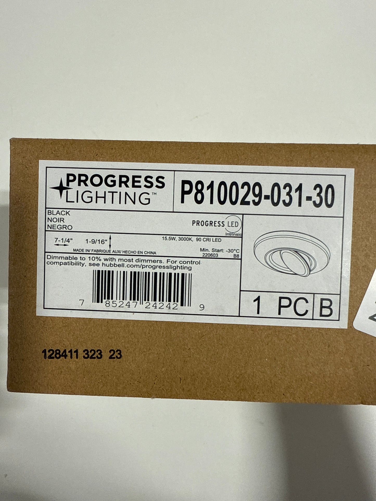 Progress Lighting Intrinsic - 15.5W 1 LED Adjustable Eyeball Flush Mount in Contemporary Style-1.546 Inches Tall and 7.25 Inches Wide