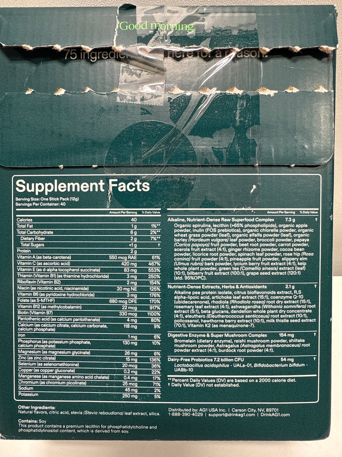 AG1 Daily Foundational Nutrition, 40-count