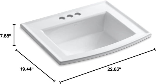 Kohler 2356-4-0 Archer® 22-3/4" rectangular drop-in bathroom sink, White