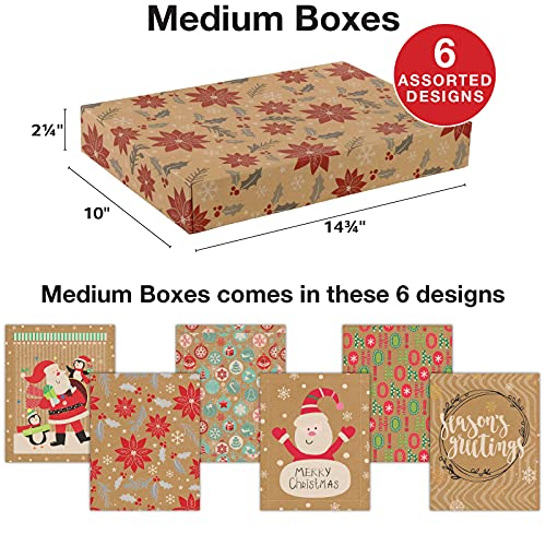 Excello Global Set of 18 Christmas Gift Boxes - Assorted Sizes and Designs