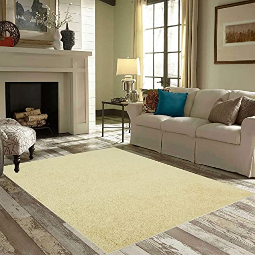 See Desc Bright House Solid Color Area Rug Yellow - 5' X 7' Oval