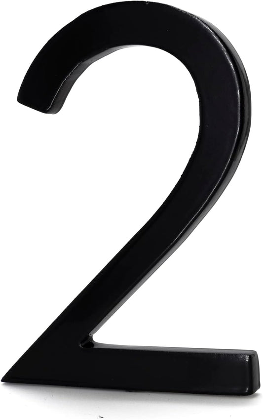 Montague Metal Products MHN-24-F-BK1-2 Solid Brushed Aluminum Modern Floating Address House Numbers, Black, Powder Coated Black