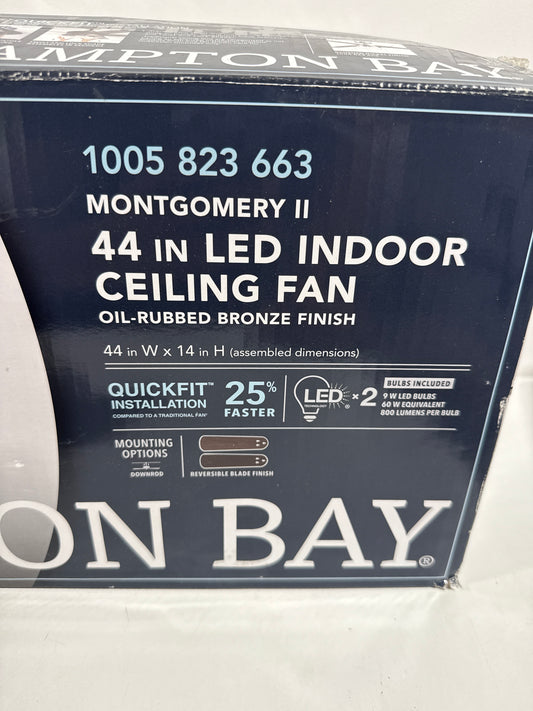 Montgomery II 44 in. Indoor Oil Rubbed Bronze Ceiling Fan with Light Kit
