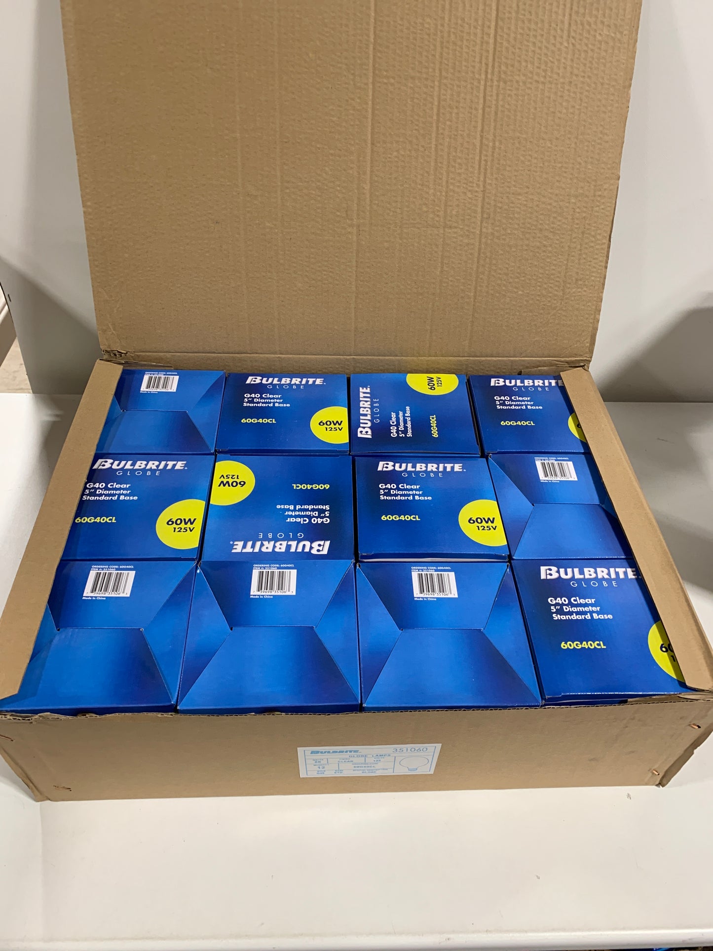 Pack of (12) 60 Watt Dimmable Clear G40 Incandescent Light Bulbs with Medium (E26) Base 2700K Warm White Light