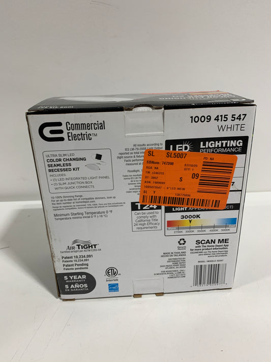 Infiniedge Integrated LED 6 in Round Adj Color Temp Canless Recessed Light for Kitchen Bath Living Rooms, White