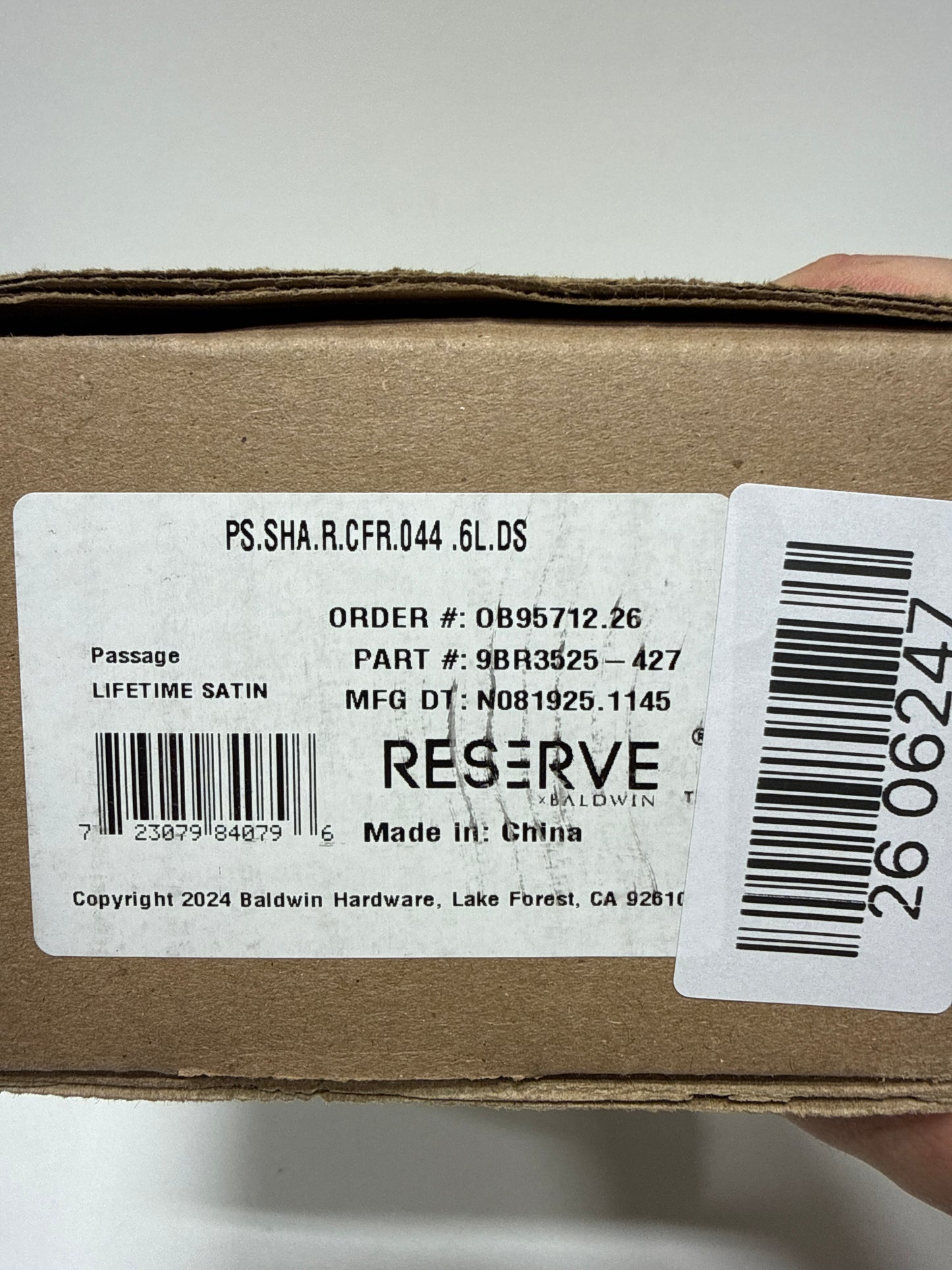 Baldwin PS.SHA.R.CFR Sharpewood Passage Door Lever Set with Contemporary 5" Rose from the Reserve Collection