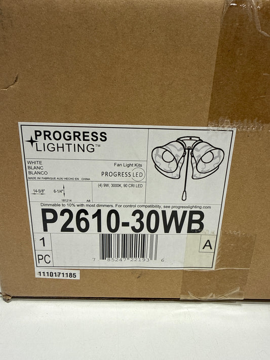 Progress Lighting Airpro 4-Light LED Ceiling Fan Light Kit White Alabaster Glass Shades Brushed Nickel Finish