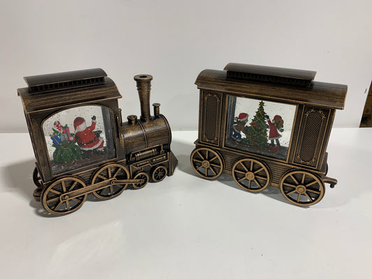 Kirkland 2 Piece LED Lighted Water Globe Train with Motion Glitter Assortment