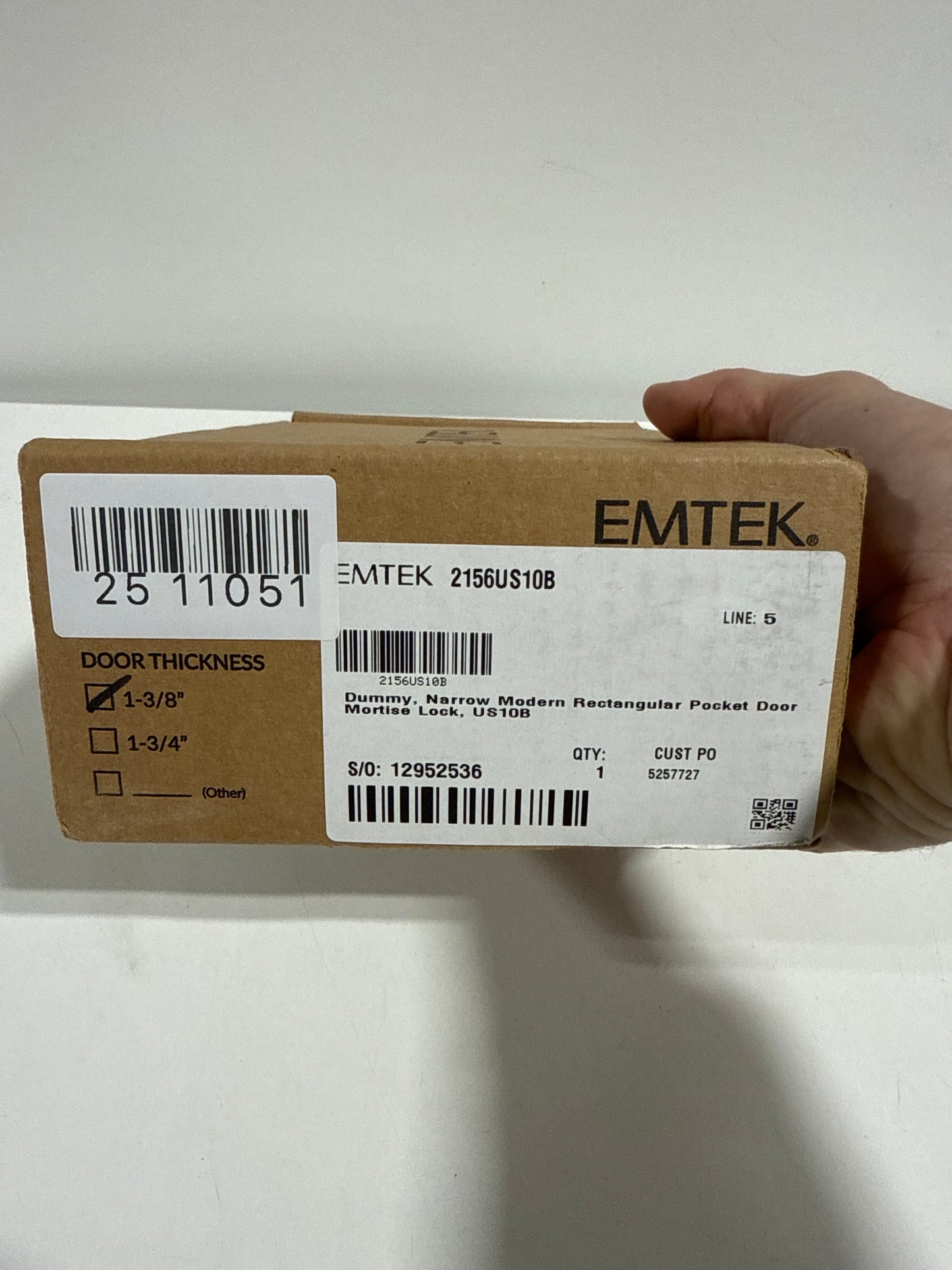 Emtek Narrow Modern Rectangular 7-1/4" Tall Inactive Dummy Pocket Door Pull Model: 2156US10B