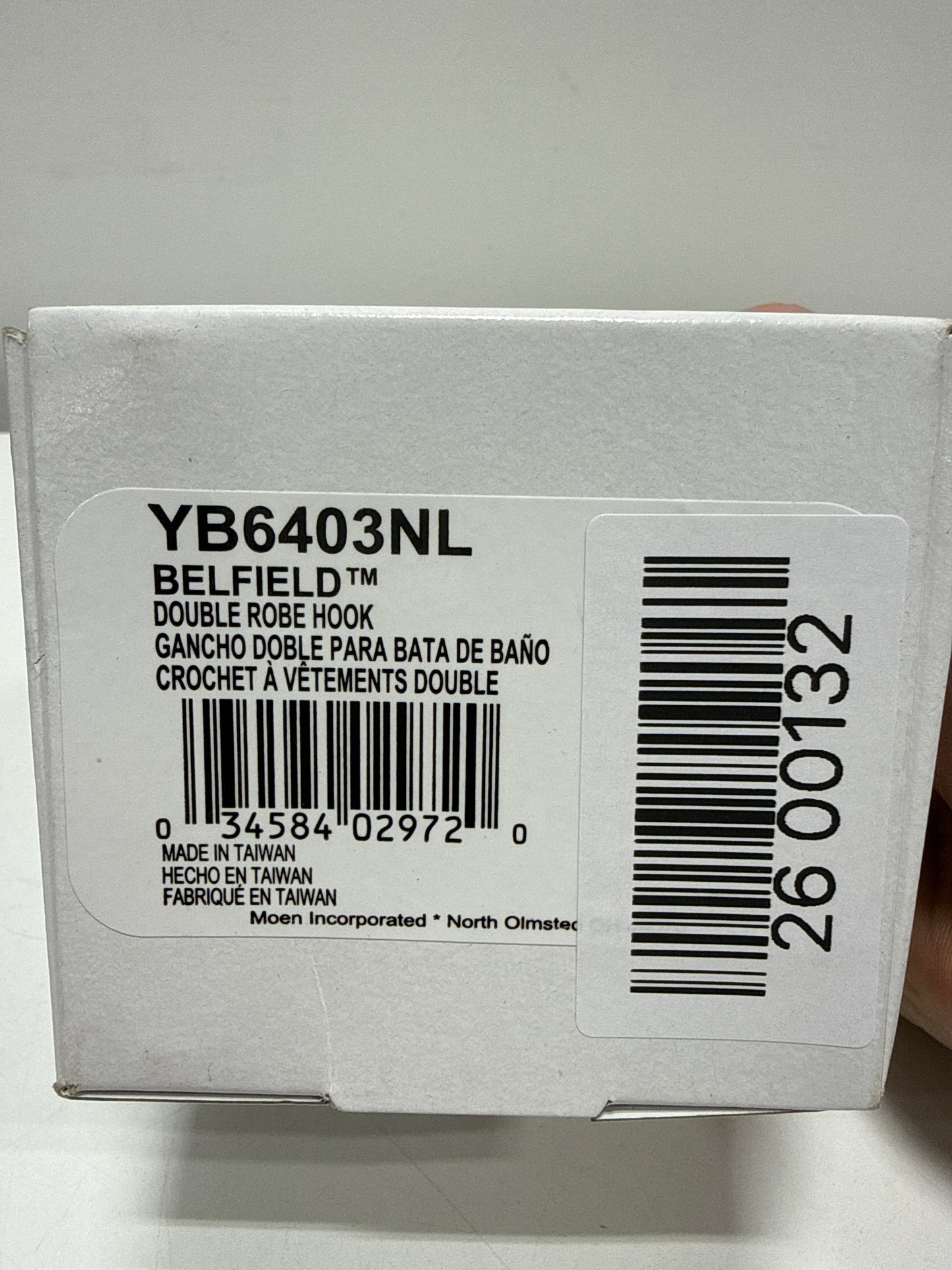 Moen YB6403NL Belfield Double Robe Hook in Polished Nickel