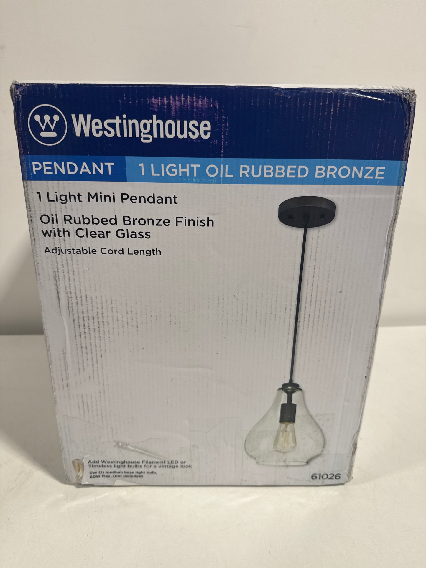 Westinghouse 6102600 One Light Bronze with Glass Adjustable Mini Pendant- 60.25 in - *Lighting & Electrical