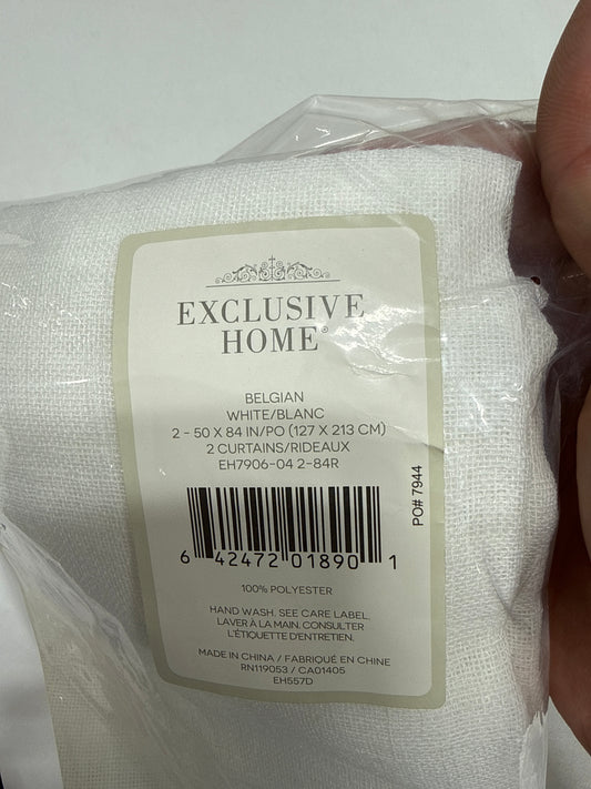Belgian RP Winter White Solid Sheer Rod Pocket Curtain, 50 in. W X 84 in. L (Set of 2)