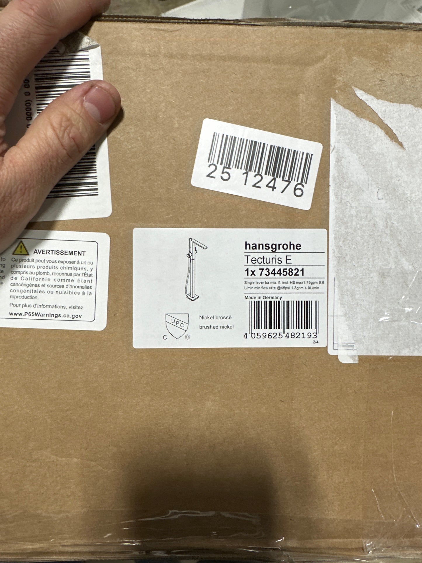 hansgrohe Tecturis E 1-Handle Freestanding Bathtub Faucet with Handshower 1.75 GPM Flow Rate in Brushed Nickel 73445821