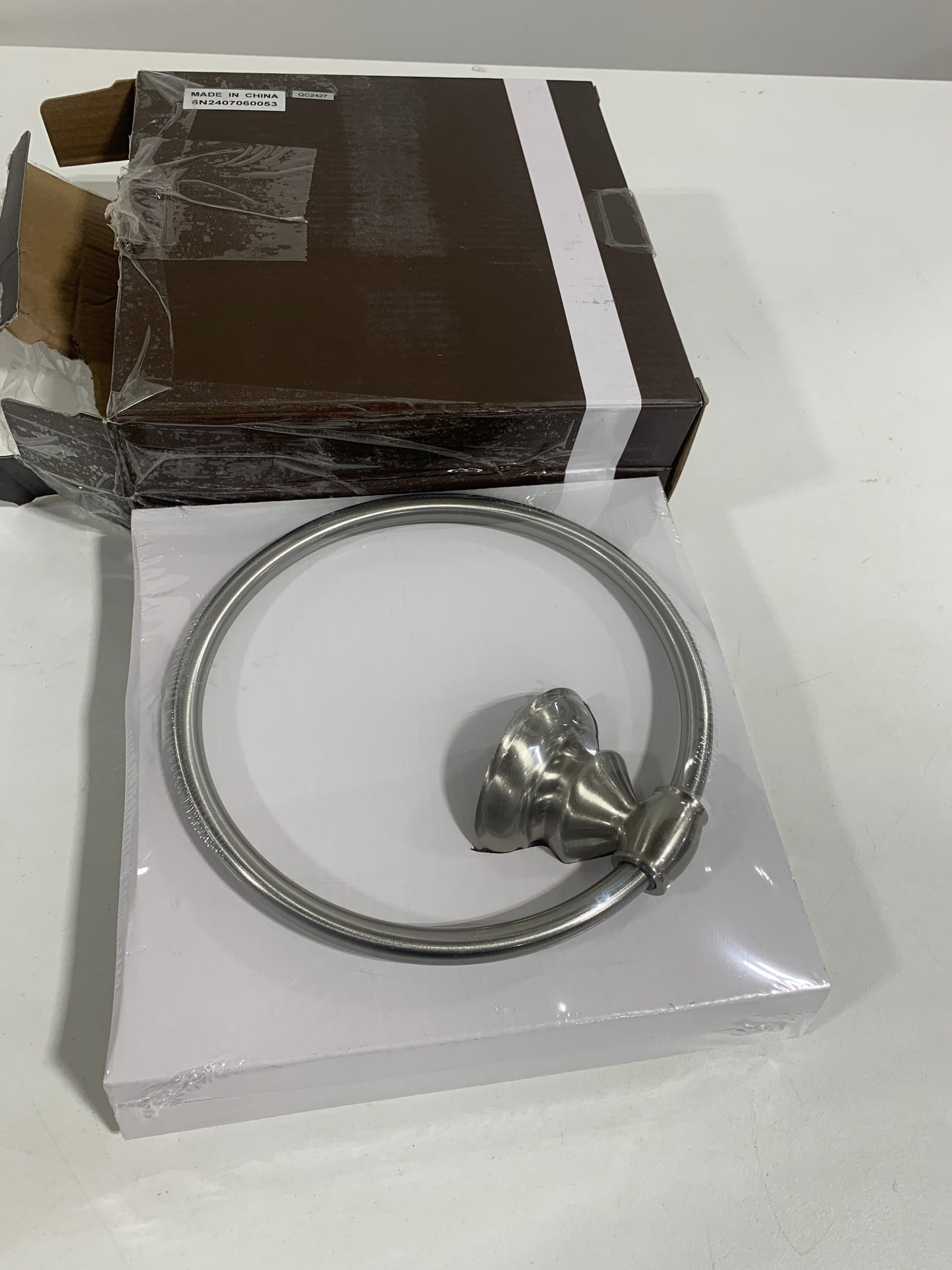 Signature Hardware Beasley 6-1/2" Wall-Mounted Towel Ring Brushed Nickel