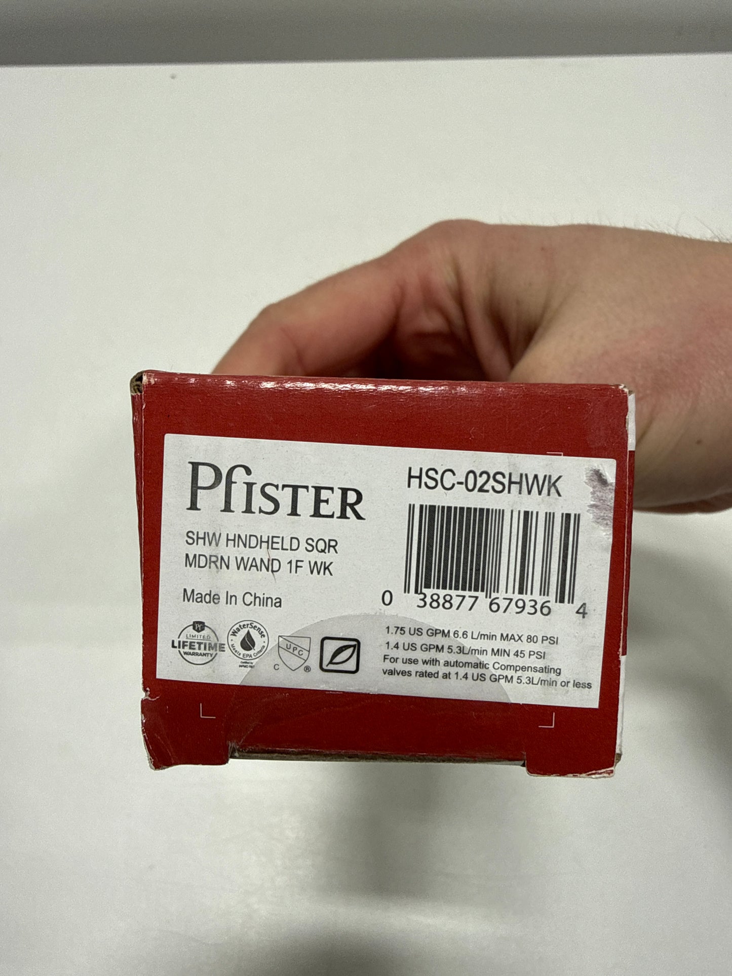 Pfister HSC-02SHW Modern Square 1.75 GPM Single Function Hand Shower Brushed Nickel