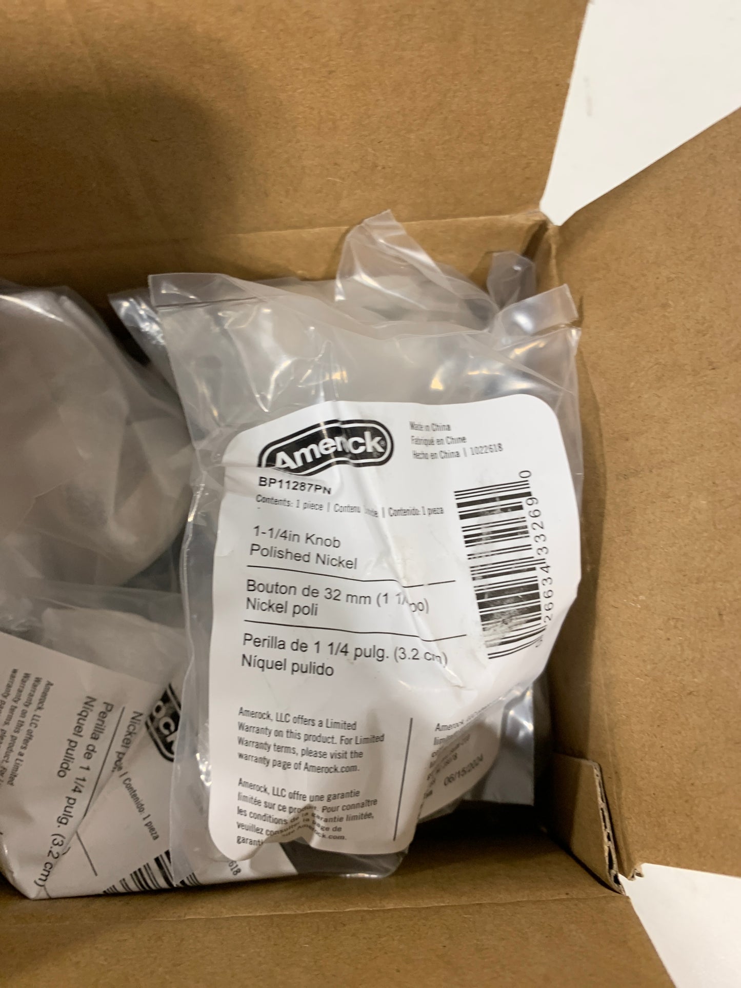 10 Amerock BP11287 Stature 1-1/4 Inch Square Cabinet Knob Polished Nickel Cabinet Hardware Knobs Square