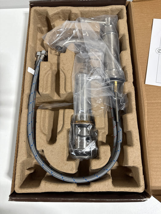 Signature Hardware 948570 Beasley 1.2 GPM Single Hole Bathroom Faucet with Pop-up Drain Assembly Brushed Nicke