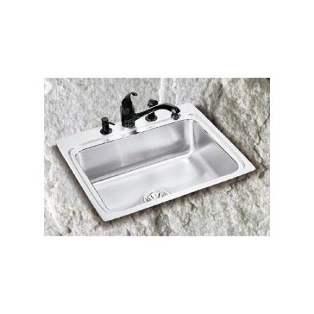 Elkay LR1919 Lustertone 19-1/2" Drop in Single Basin Stainless Steel Kitchen Sink No Faucet Holes Sinks Kitchen Sinks Stainless Steel