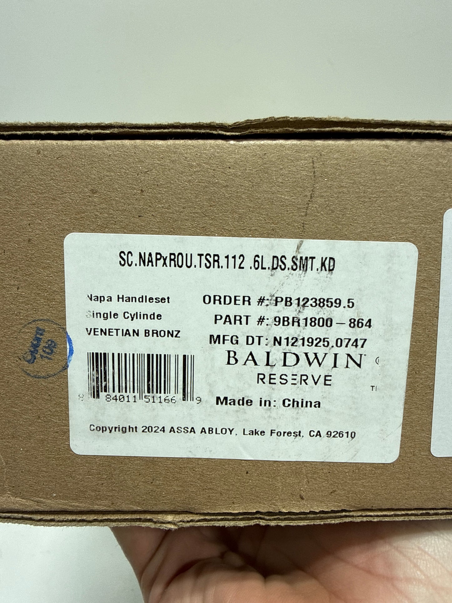 Baldwin Reserve Scnapxroutsr112s Single Cylinder Napa Handleset Round Knob And Traditional Square Rose With Smartkey Venetian Bronze Finish