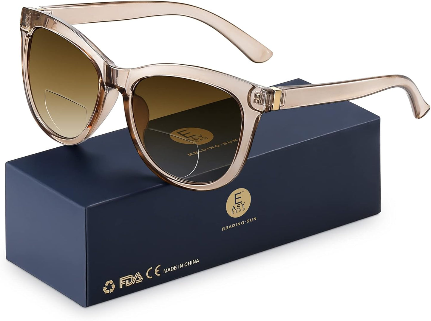 EASY READ Bifocal Reading Sunglasses for Women,Fashion Sun Readers UV400 Protection(Magnification 2.75, Brown)