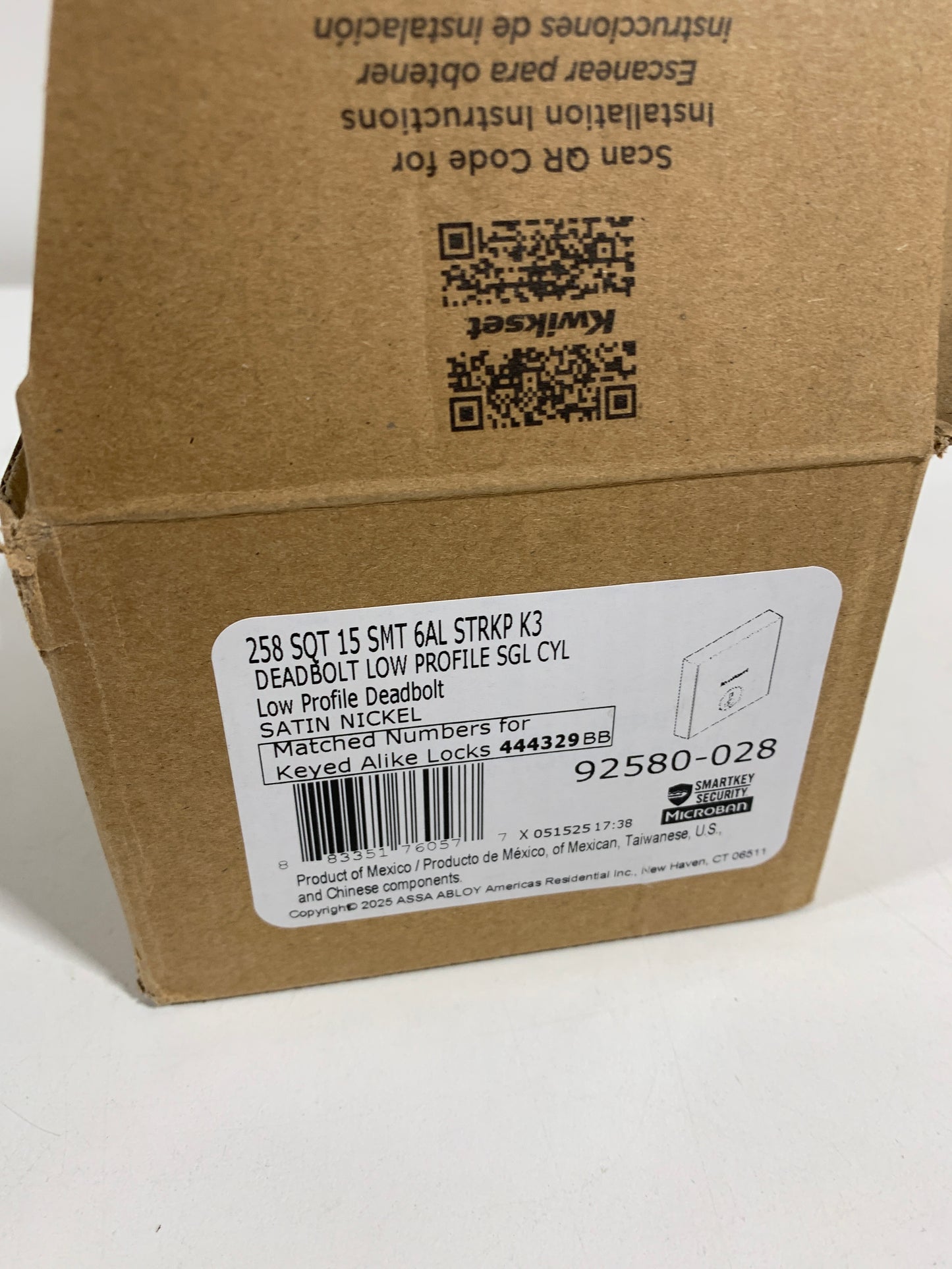 Kwikset 258SQT-S Downtown Low Profile Single Cylinder Deadbolt with SmartKey