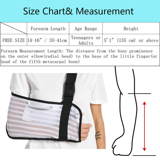 Arm Sling for Shoulder Elbow Waist Injury, Medical Shoulder Immobilizer with Removable Padded Strap, Breathable Arm Support Sling for Men Women, Mesh Brace for Torn Rotator Cuff,White