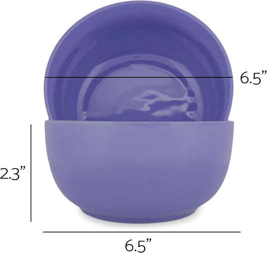 Elanze Designs Bistro Glossy Soup Violet Purple 6.5 x 6.5 Ceramic Bowls, Set of 2