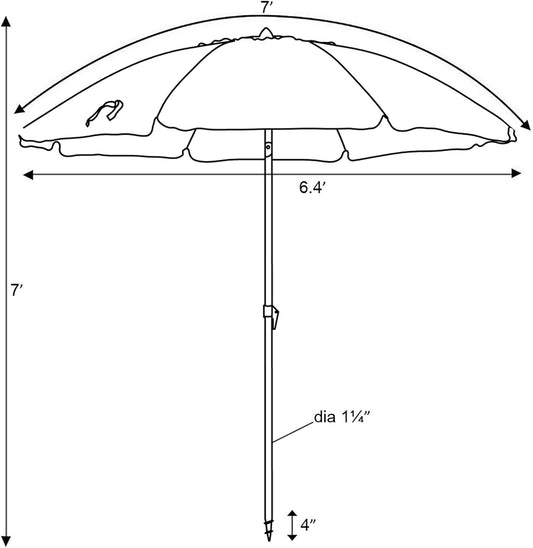 C-Hopetree 7 Foot Beach Umbrella with Aluminum Pole and Tilt, Royal Blue