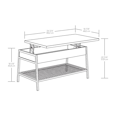 Sauder Market Commons Lift-Top Coffee Table, 23"H X 35"W X 19"D, Prime Oak/Slate Gray/Black