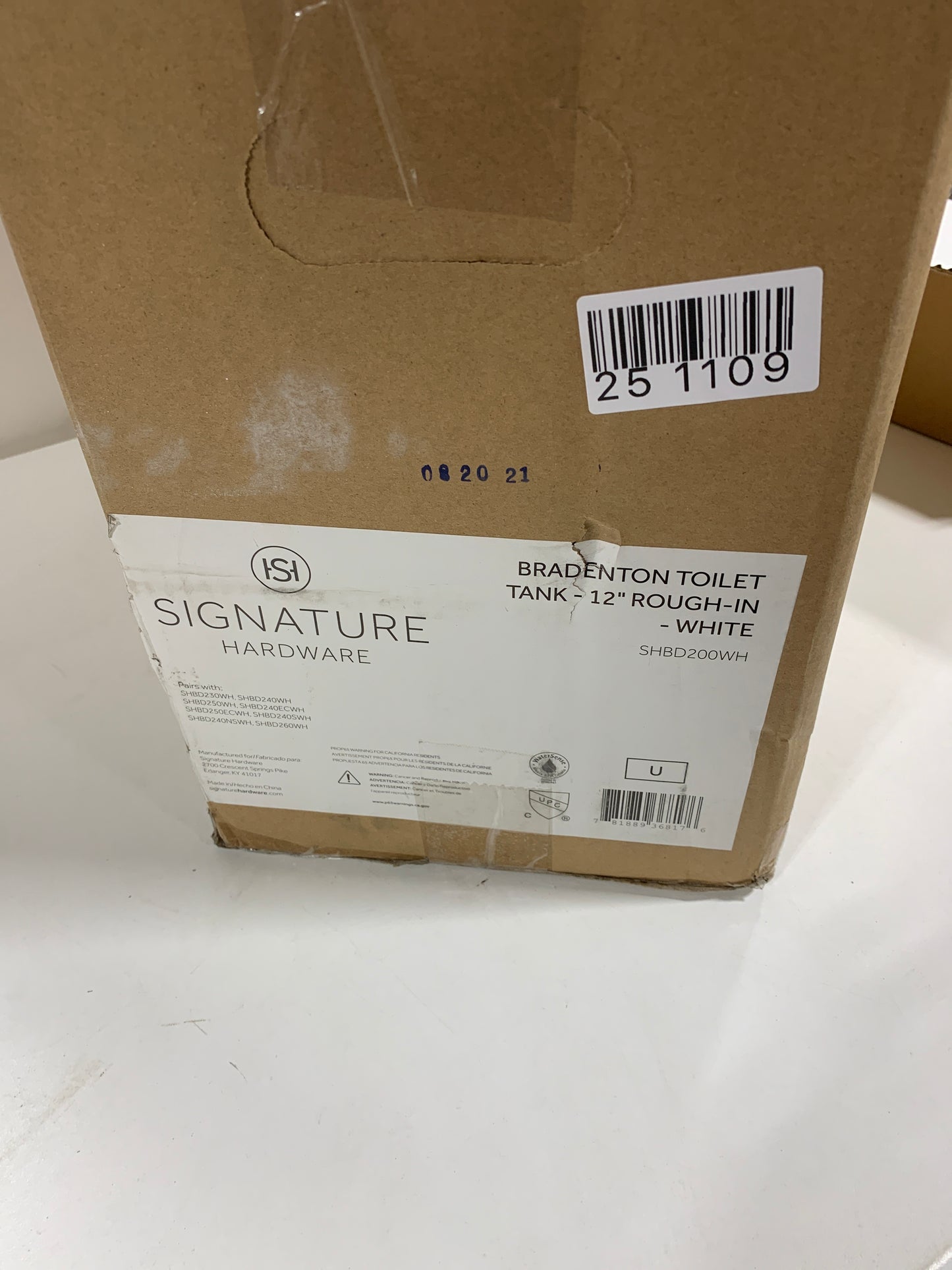 Signature Hardware SHBD200 CCY 1.28 GPF 12 TANK BRAD White Toilets and Bidets Toilet Tanks Standard Toilet Tanks