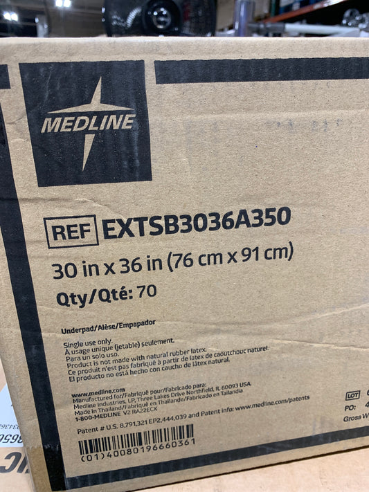 Medline Super Absorbent Underpad, 36" x 36", 50 Count, Extra Large Disposable Incontinence Pads, Protective Bed Pads, Chucks, For Kids, Adults, Elderly, Furniture & Surface Protection Pee Pad