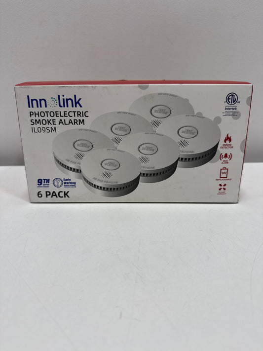 Photoelectric Smoke Detector with 9V Replaceable Battery, 10 Year Product Life , ETL-9th Listed IL09SM, 6-Packs
