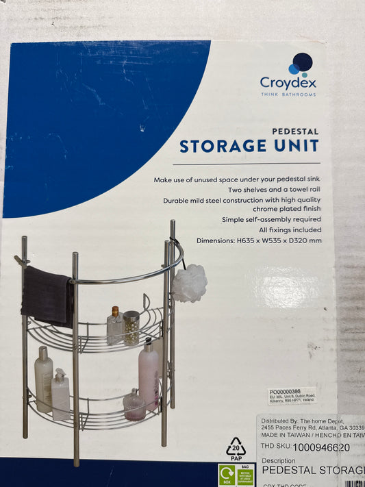 Croydex 21 in. Pedestal Storage Unit in Chrome