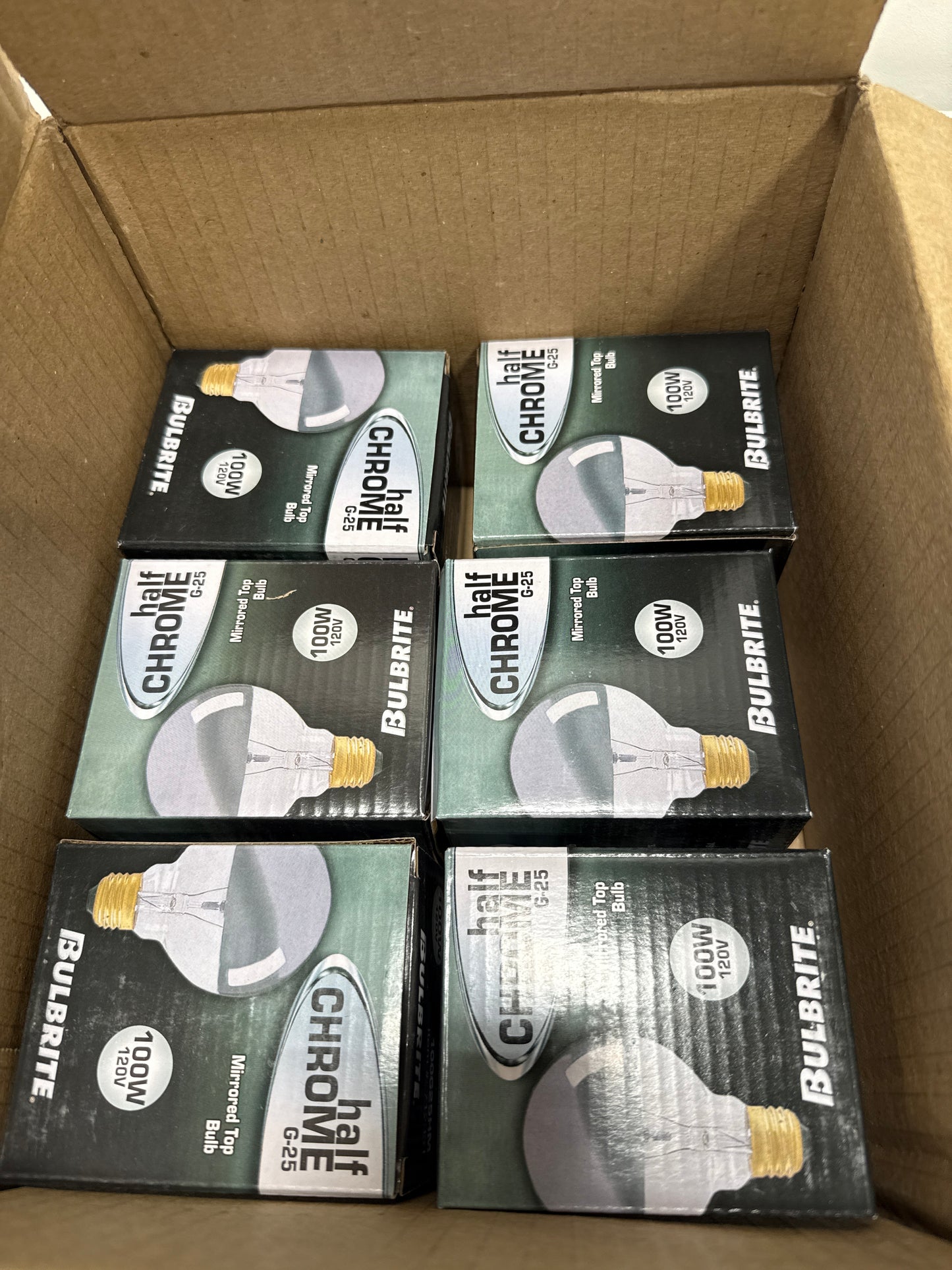 6 x Bulbrite 100 Watt Dimmable Half Chrome G25 Incandescent Light Bulb with Medium (E26) Base 2700K Warm White Light