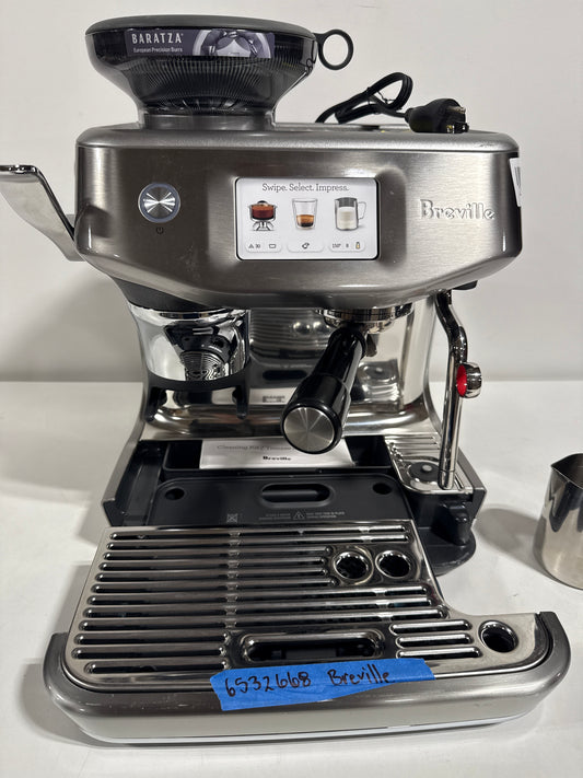 Scratch & Dent Breville the Barista Touch Impress Espresso Machine with Grinder & Milk Frother, Espresso Maker with Assisted Tamping, Cappuccino & Latte Machine