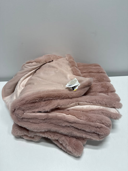 Textured Faux Fur Reversible Throw Blanket Pink - Threshold™: Soft, Cozy for Couch or Bed, Machine Washable