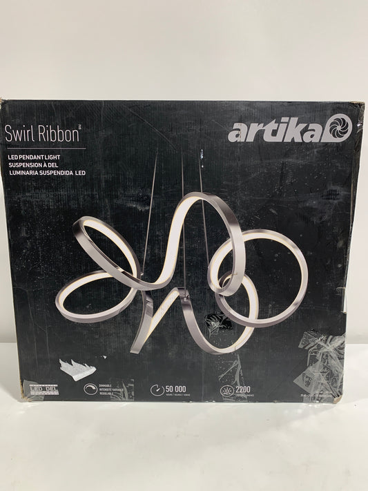 Artika Swirl Ribbon LED Pendant Ceiling Light, Silver