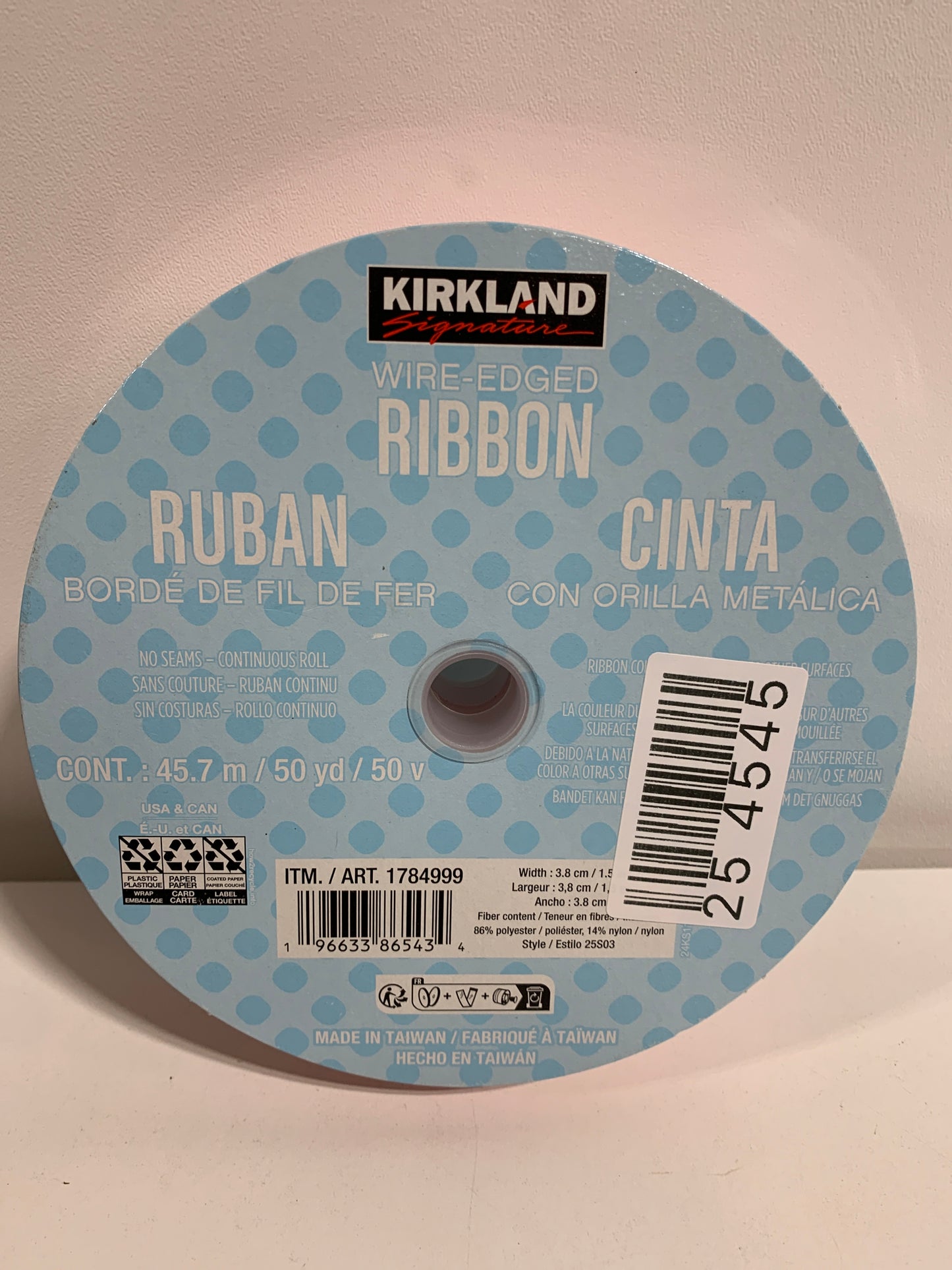 Kirkland Wire-Edged Ribbon Pink 1.5" Wide 50 YD