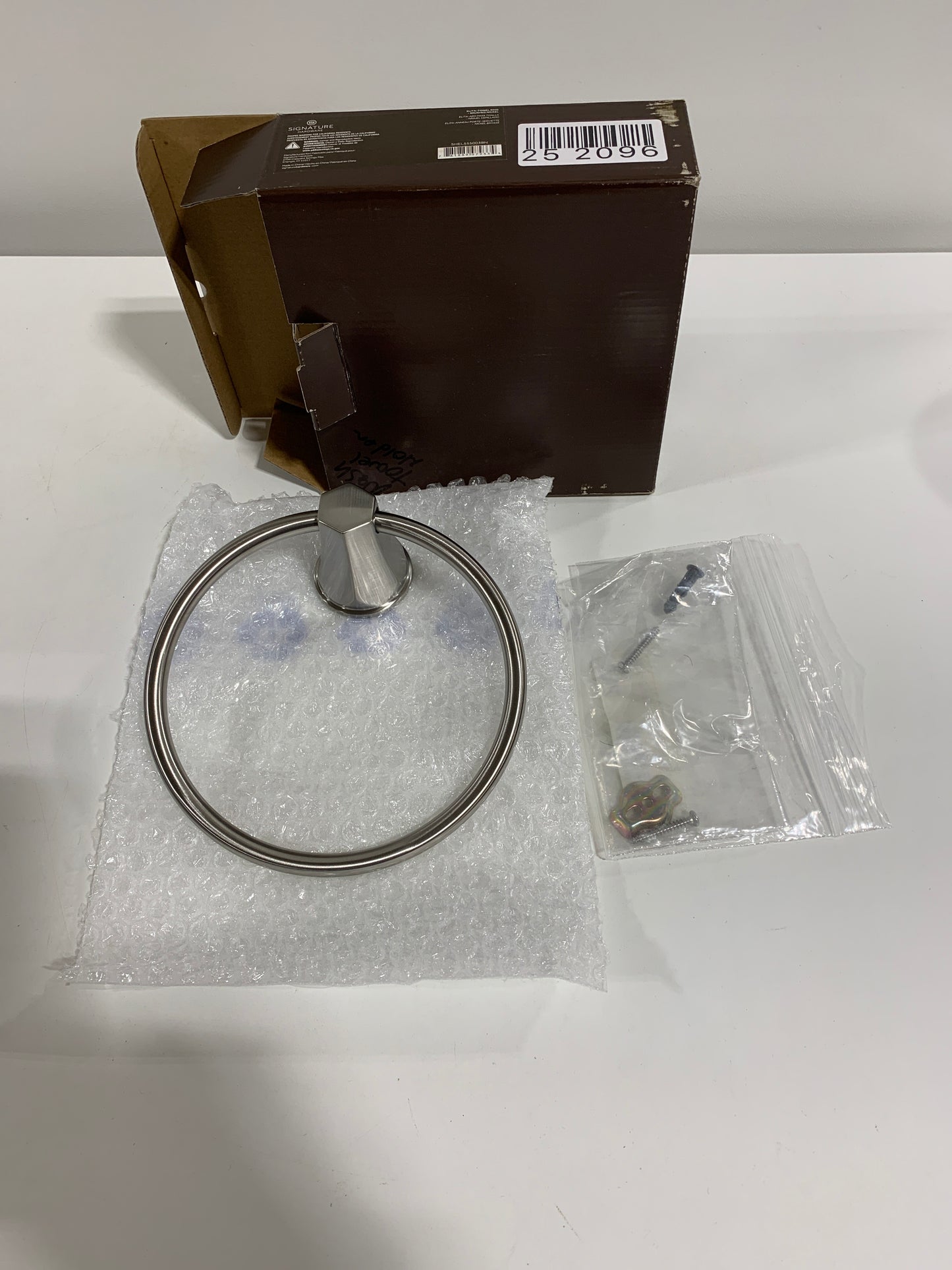 Signature Hardware 955087 Elita 6-5/16" Wall-Mounted Towel Ring Brushed Nickel Bathroom Hardware and Accessories Bathroom Hardware Towel Rings