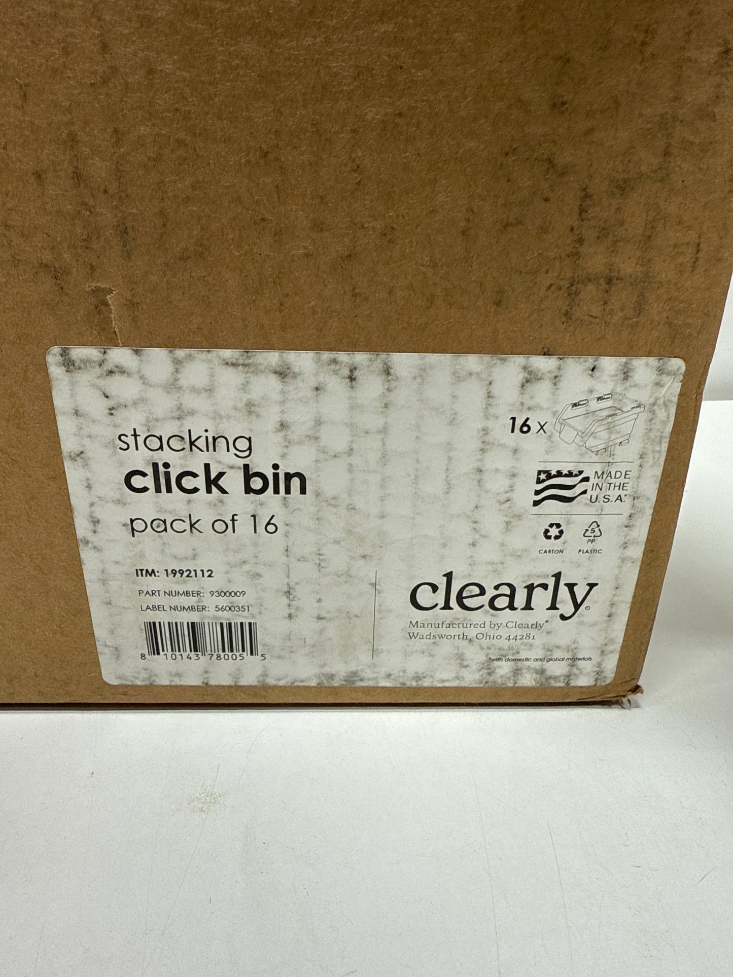 Clearly Stacking Storage Bins, 16-pack